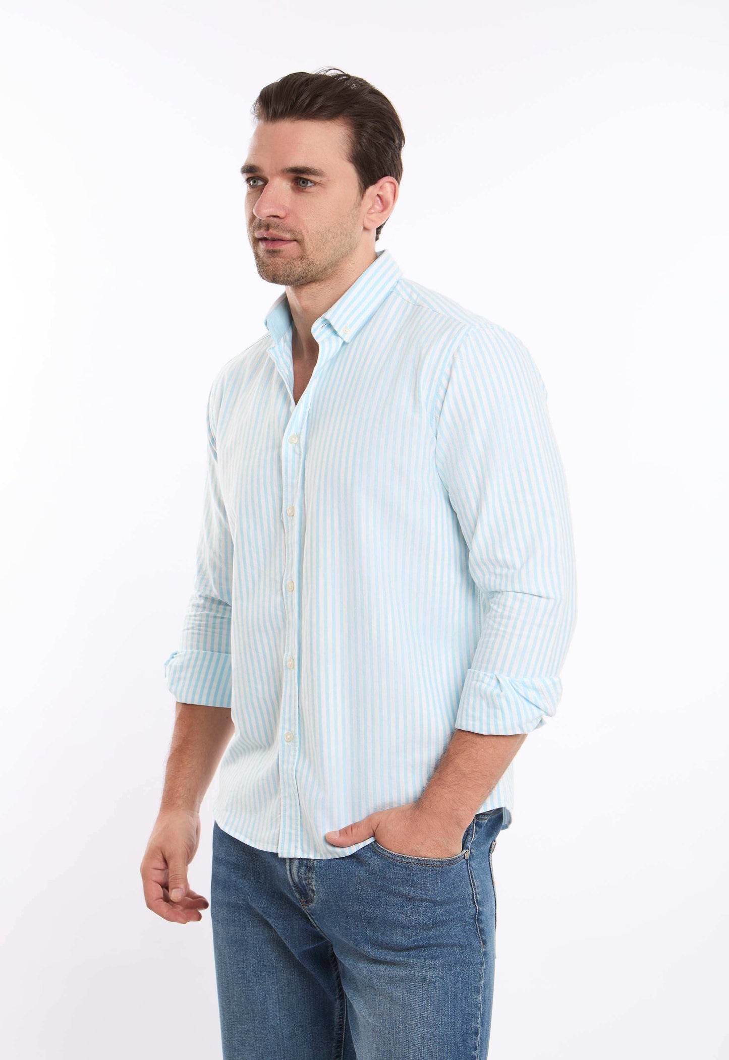 Dual-Tone Striped Casual Shirt