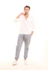Striped Elastic-Hem Jogger Pants