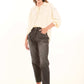 Dark Grey Straight-Leg Cotton Pants