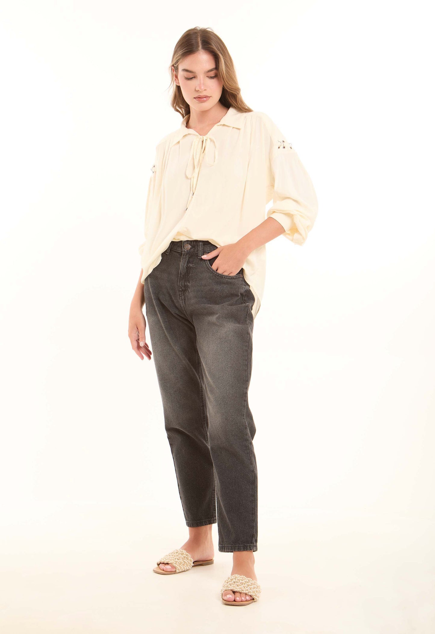 Washed Straight-Leg Cotton Pants