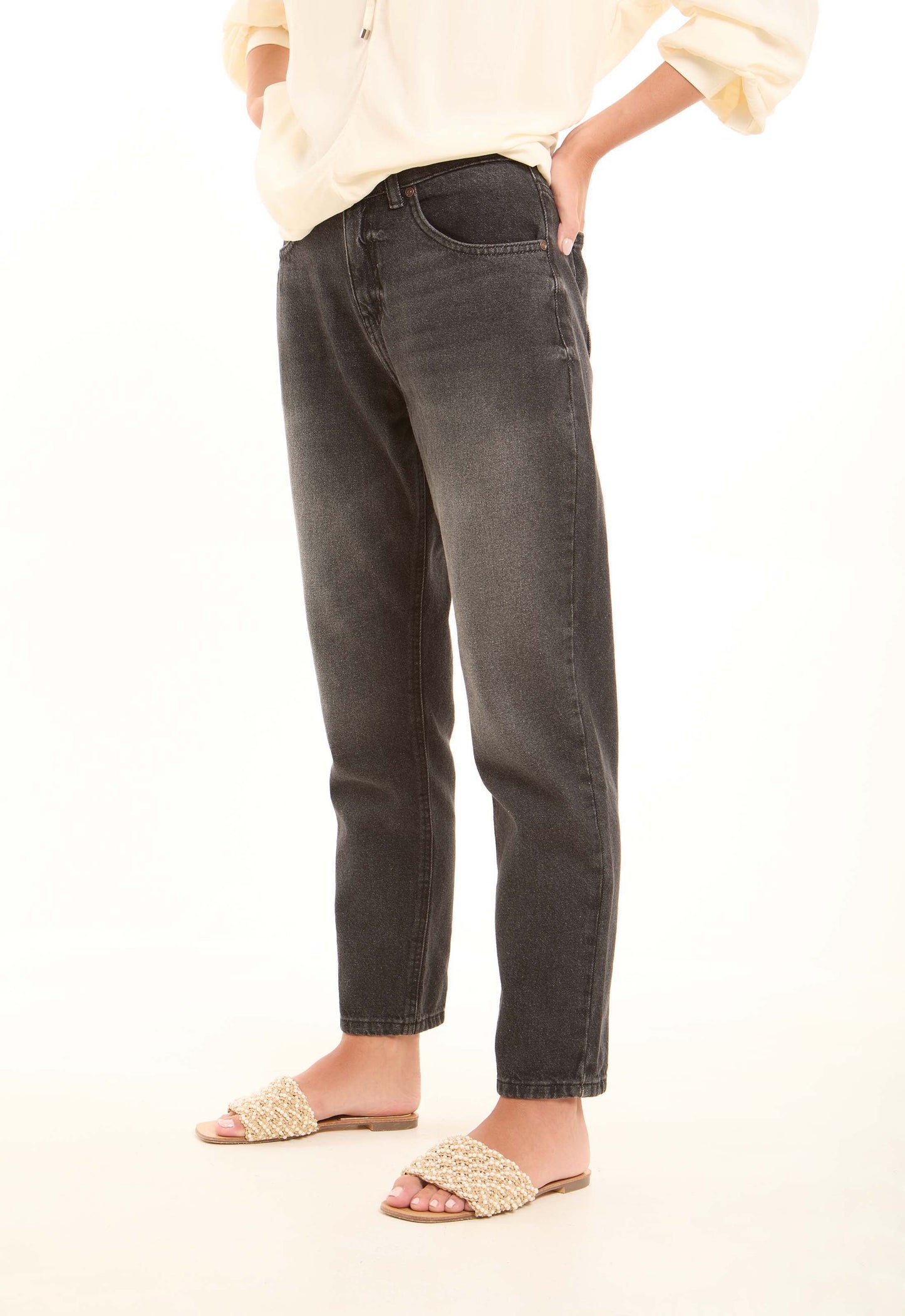Washed Straight-Leg Cotton Pants