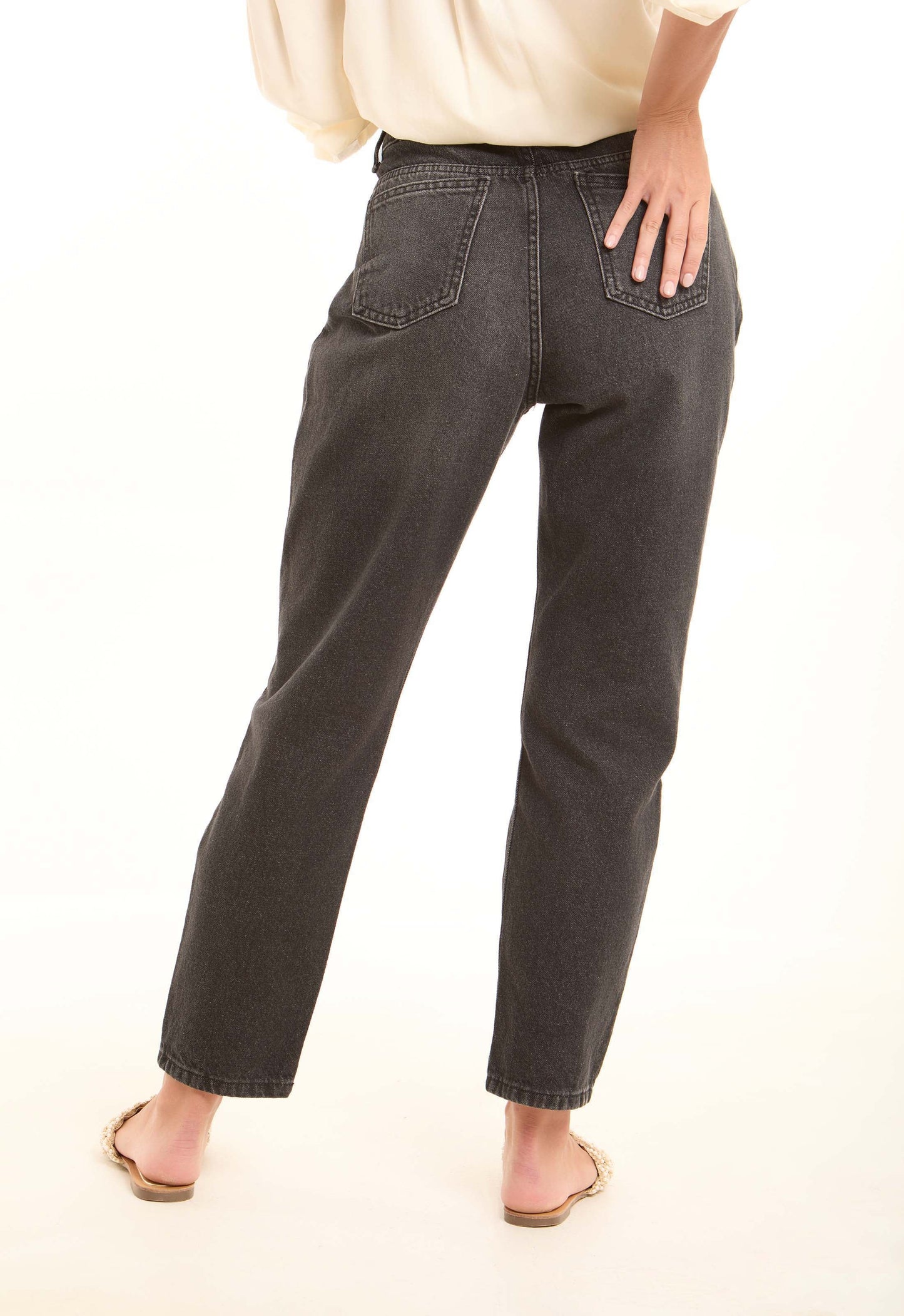 Washed Straight-Leg Cotton Pants