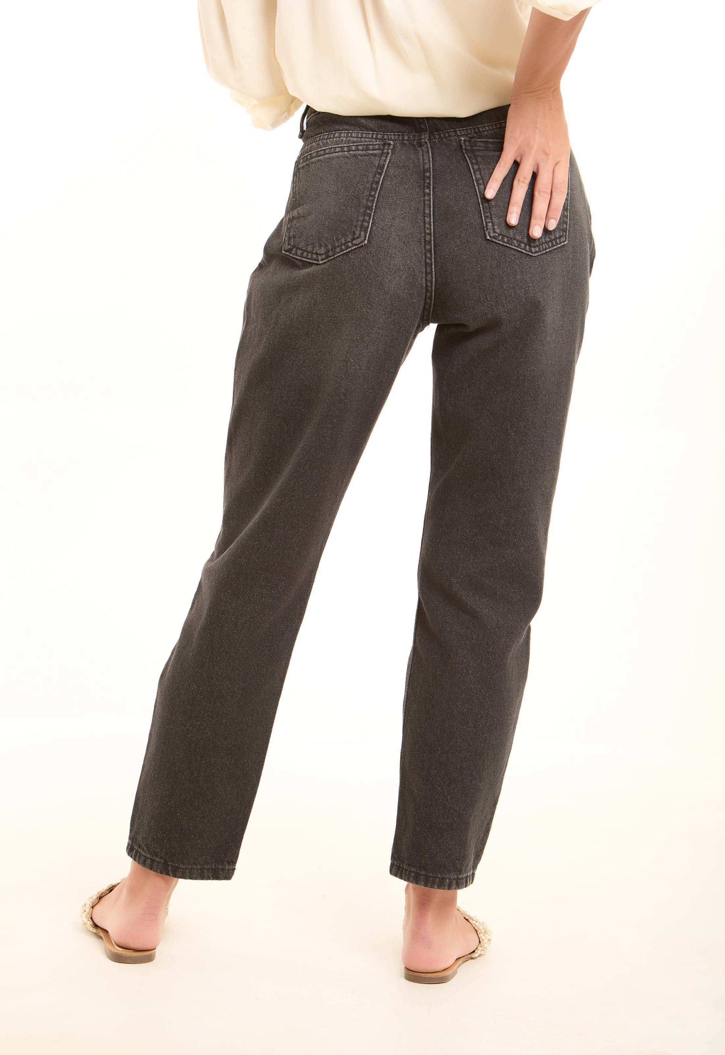 Dark Grey Straight-Leg Cotton Pants
