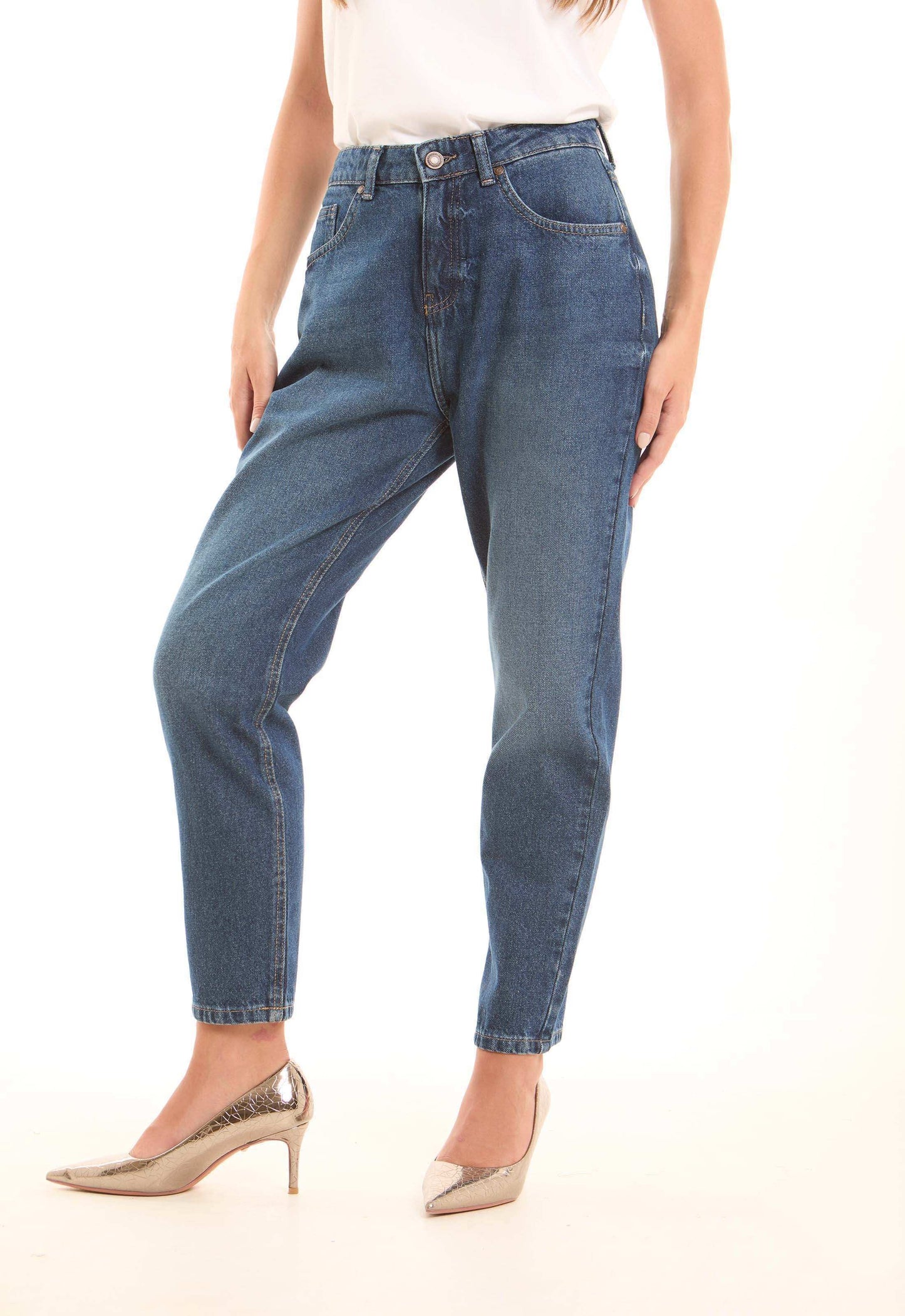 Washed Blue Straight-Leg Cotton Pants