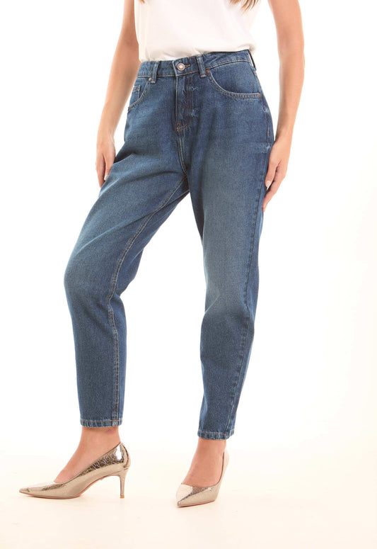 Washed Blue Straight-Leg Cotton Pants
