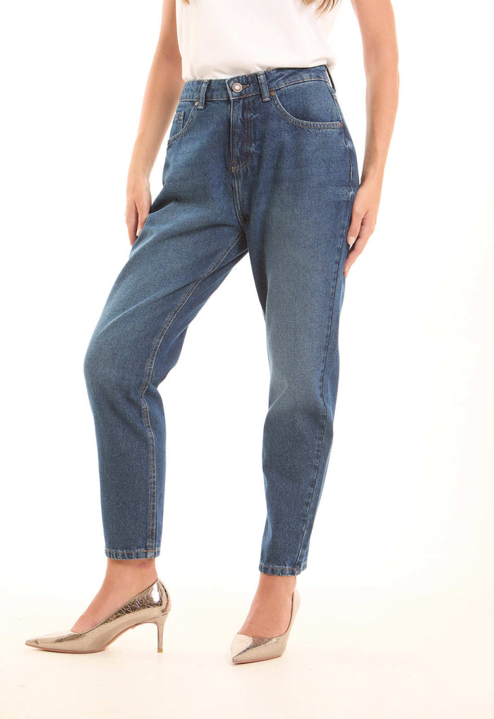 Washed Blue Straight-Leg Cotton Pants