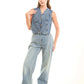 Washed Blue Straight-Leg Denim