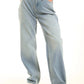 Washed Blue Straight-Leg Denim