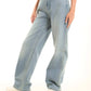 Washed Blue Straight-Leg Denim