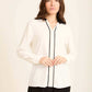 Contrast Trim V-Neck Blouse
