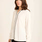 Contrast Trim V-Neck Blouse