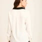 Contrast Trim V-Neck Blouse