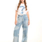 Patchwork Wide-Leg Denim Pants