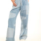Patchwork Wide-Leg Denim Pants