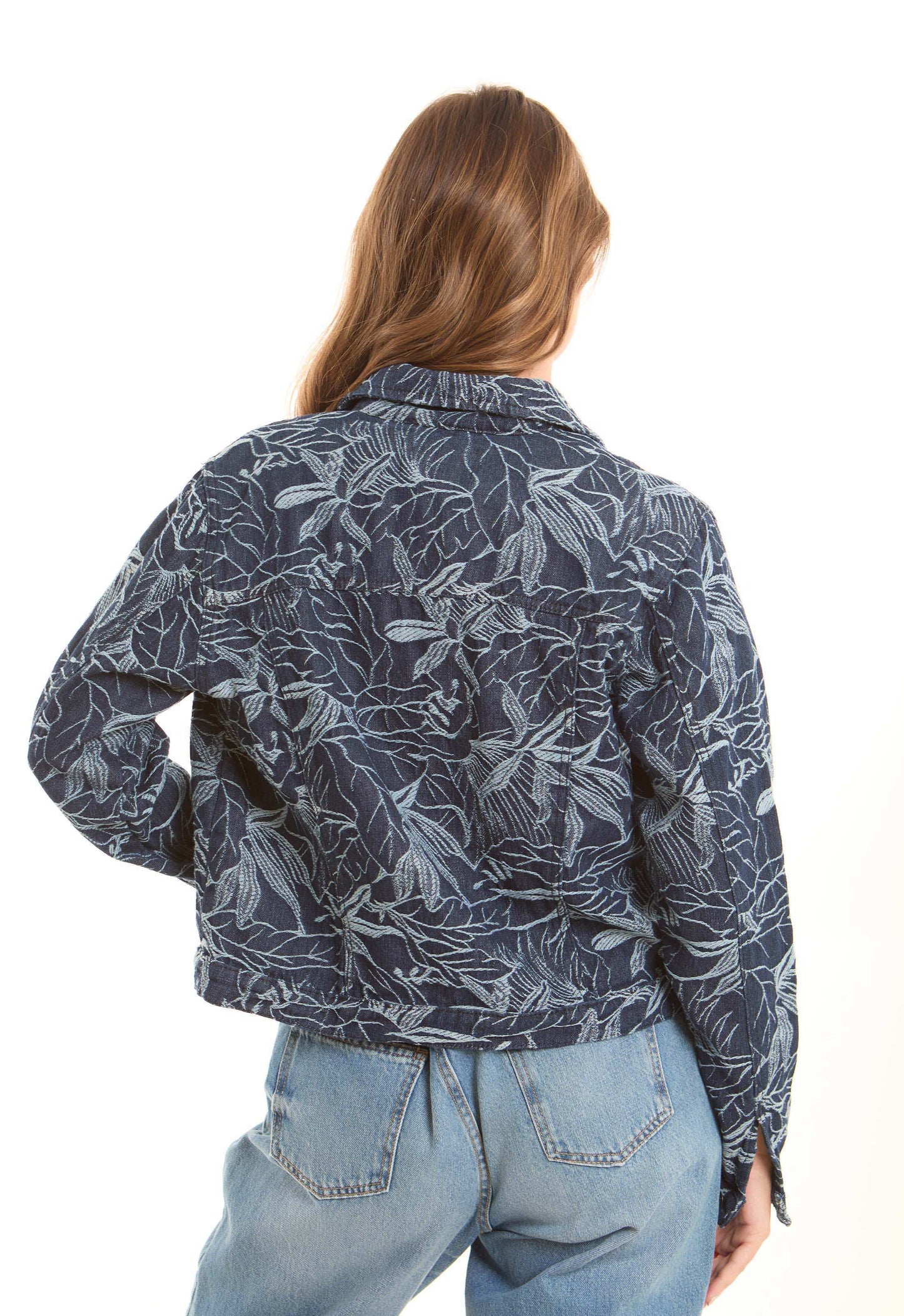Botanical Textured Denim Jacket