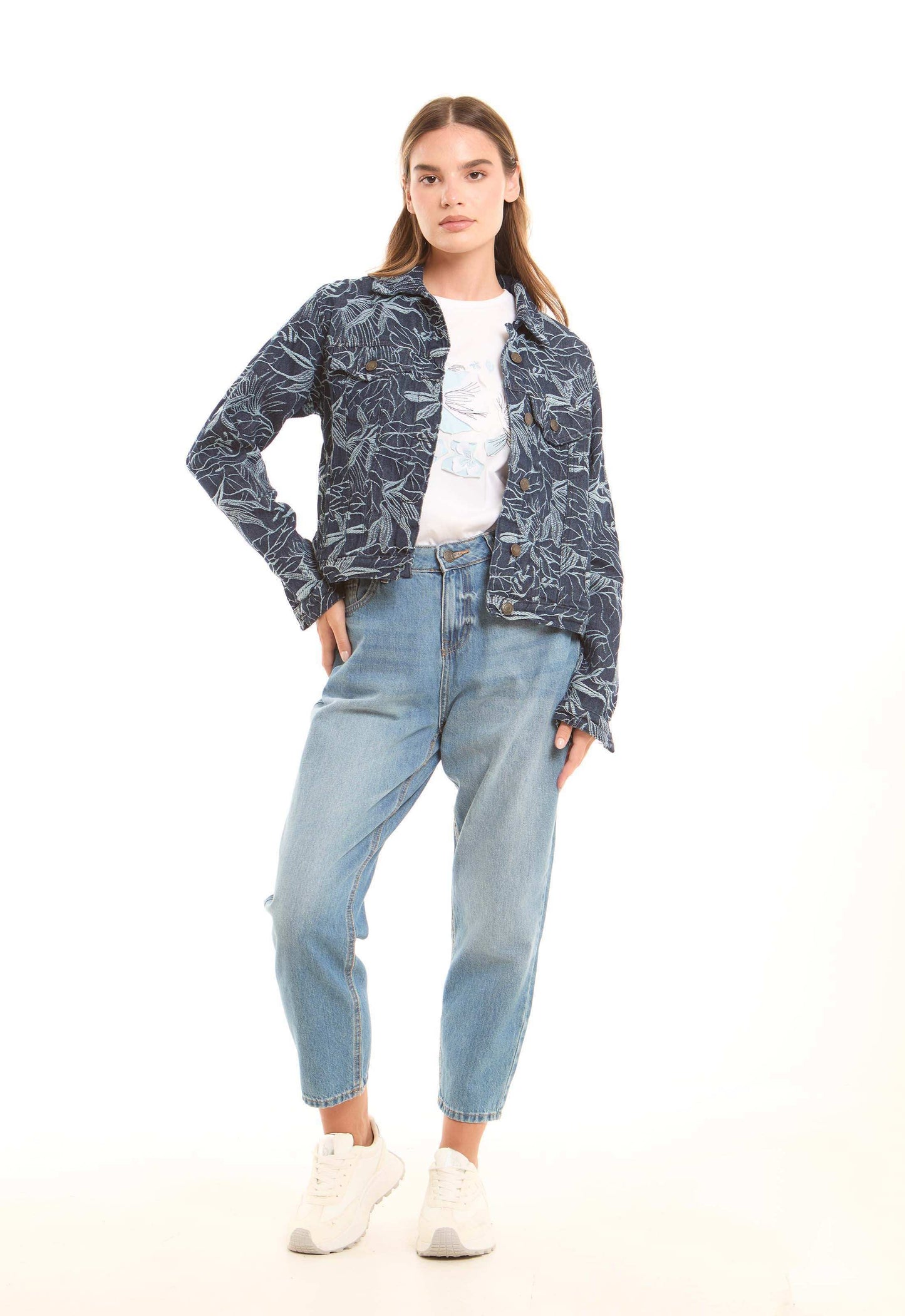Botanical Textured Denim Jacket