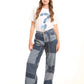 Patchwork Wide-Leg Denim Pants