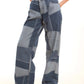 Patchwork Wide-Leg Denim Pants