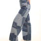 Patchwork Wide-Leg Denim Pants