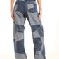 Patchwork Wide-Leg Denim Pants