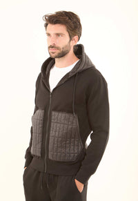 Zipped Hoodie with Front Quilted Pockets