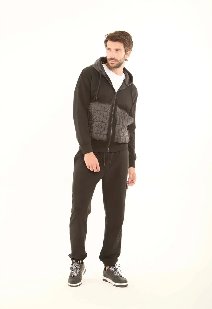 Zipped Hoodie with Front Quilted Pockets