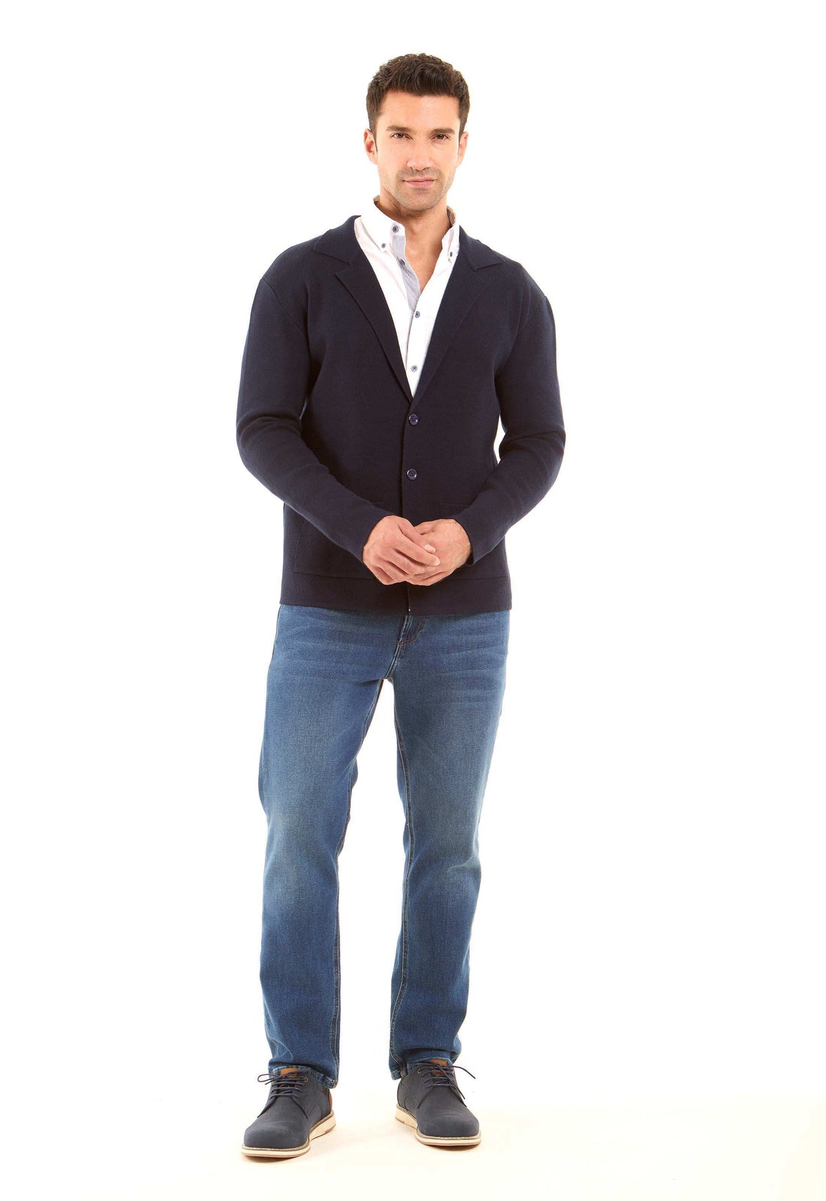 Notched Lapel Elegant Solid Cardigan