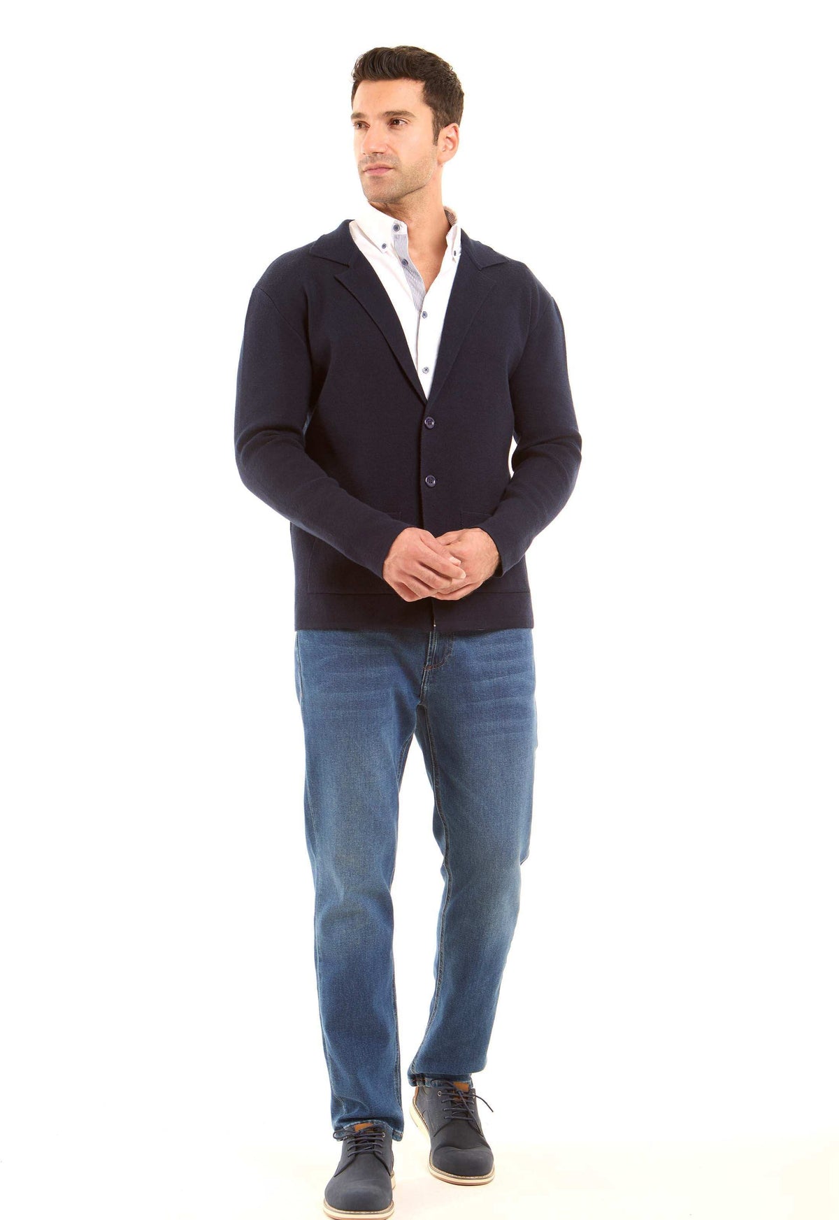 Notched Lapel Elegant Solid Cardigan