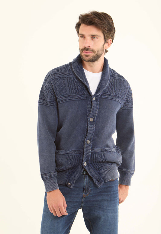 Elegant Knitted Cardigan with Shawl Collar