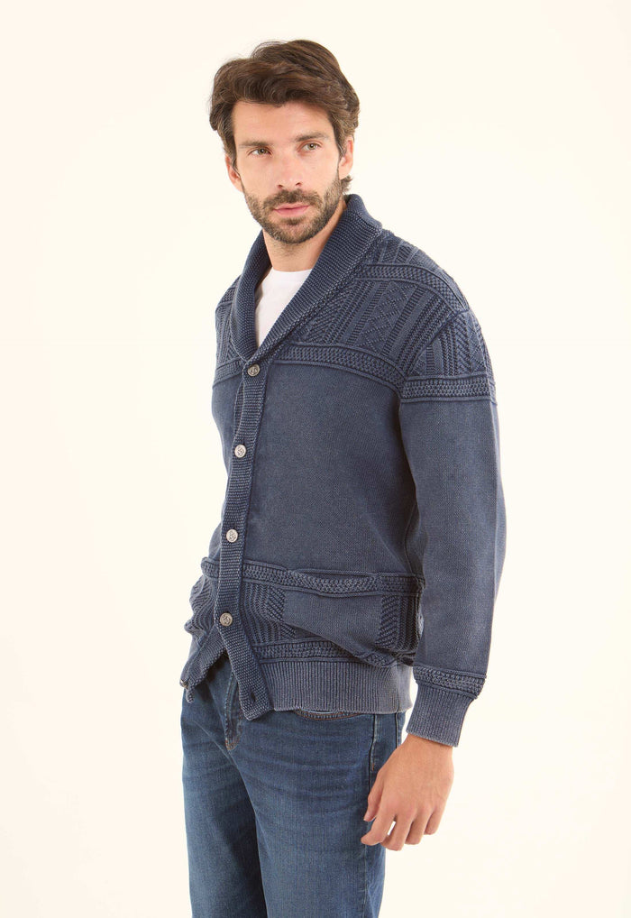 Elegant Knitted Cardigan with Shawl Collar