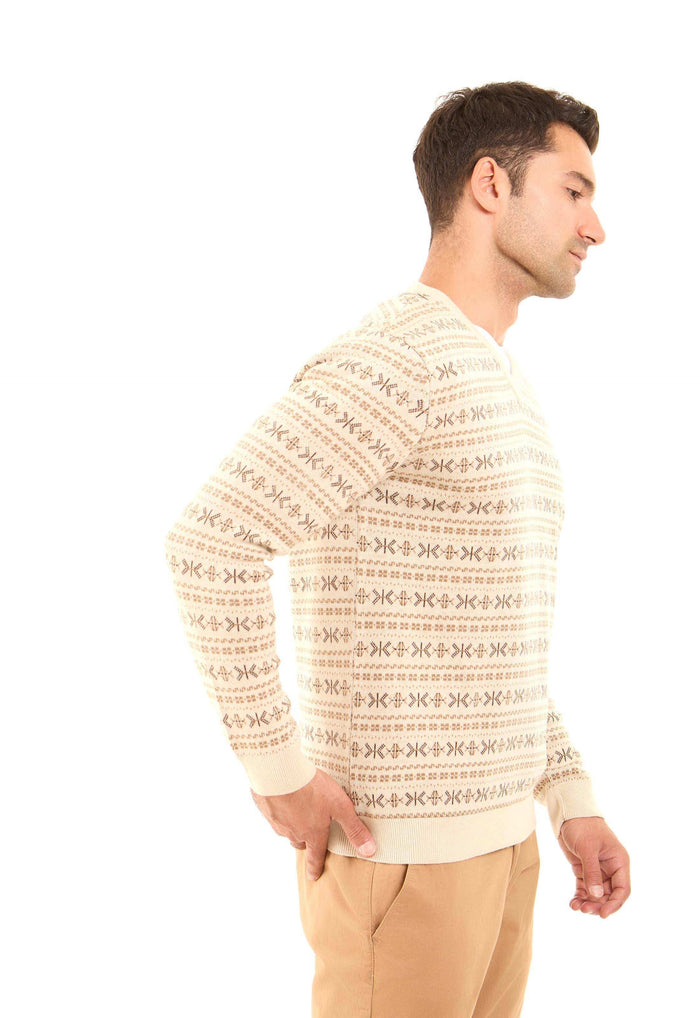 Patterned V-Neck Long Sleeves Pullover