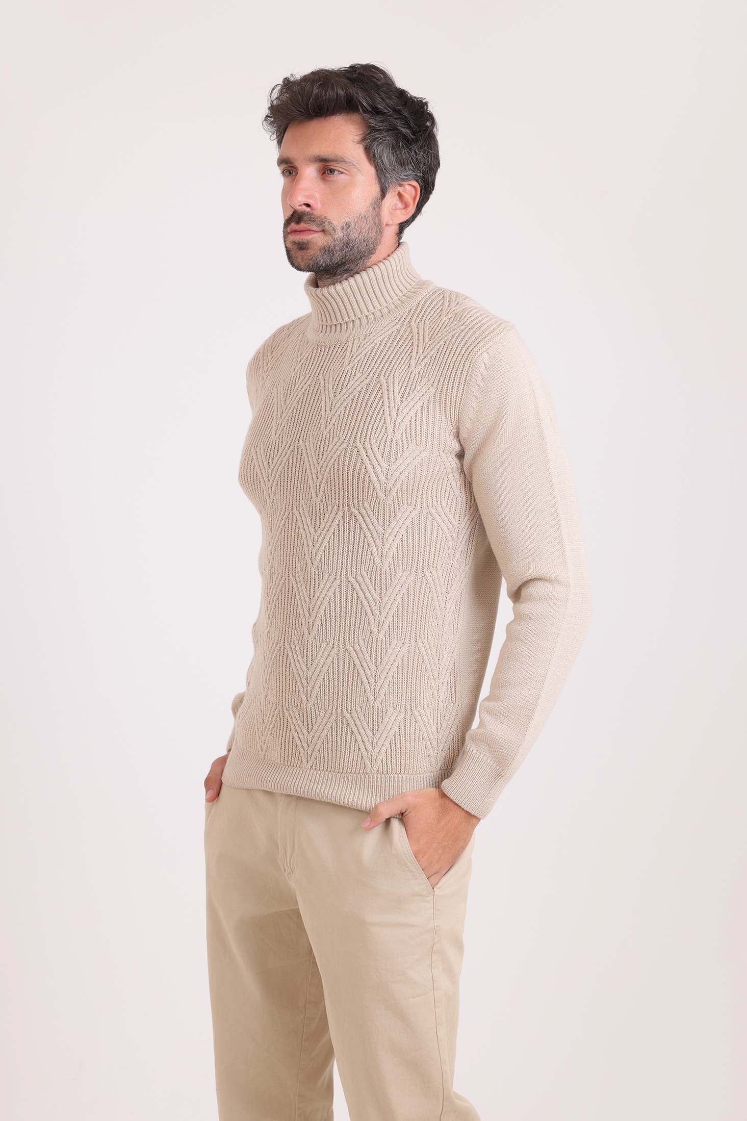 Ribbed Turtle Neck Knitted Pullover