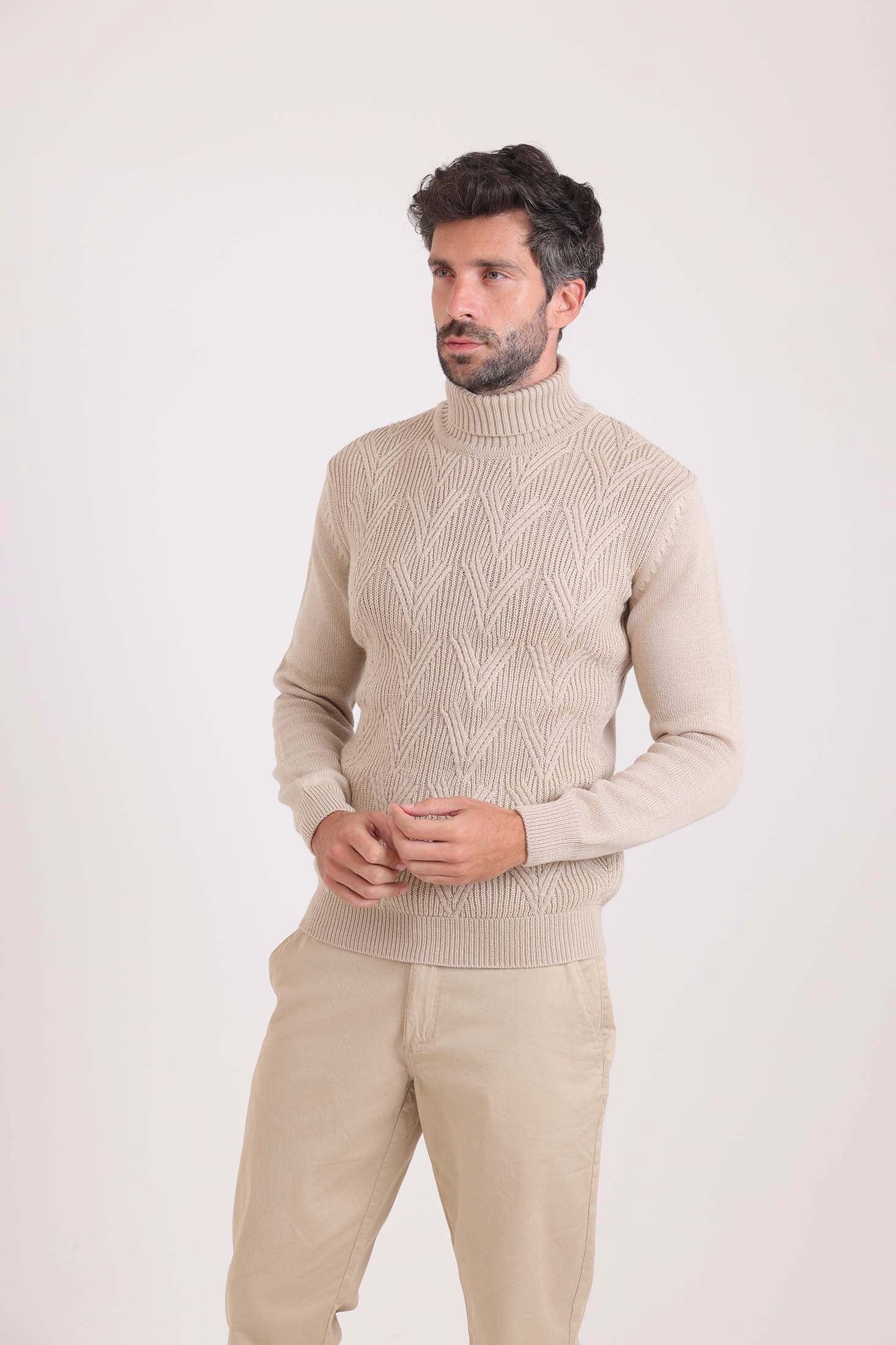 Ribbed Turtle Neck Knitted Pullover