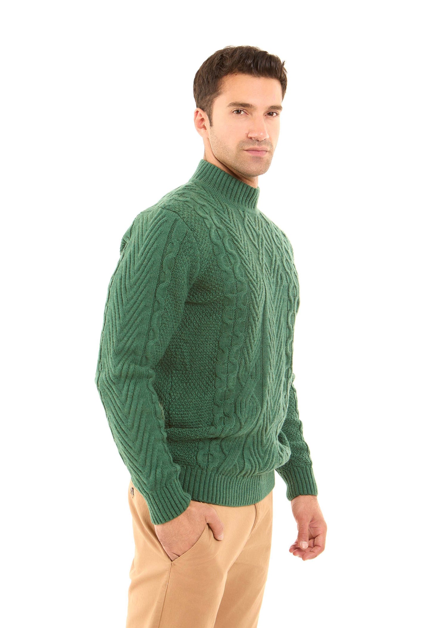 بلوفر شتوي سميك محبوك برقبة مرتفعة