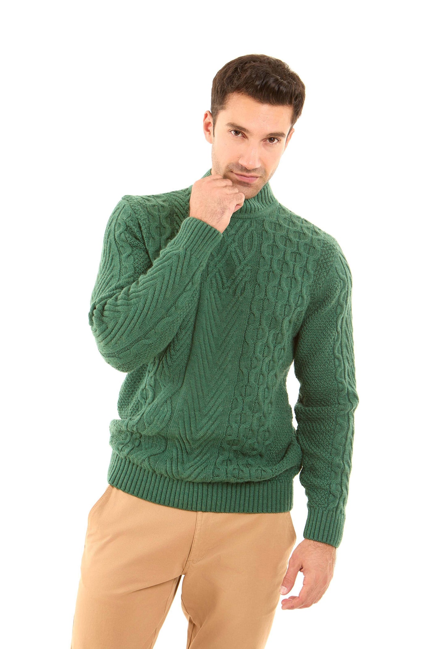 بلوفر شتوي سميك محبوك برقبة مرتفعة