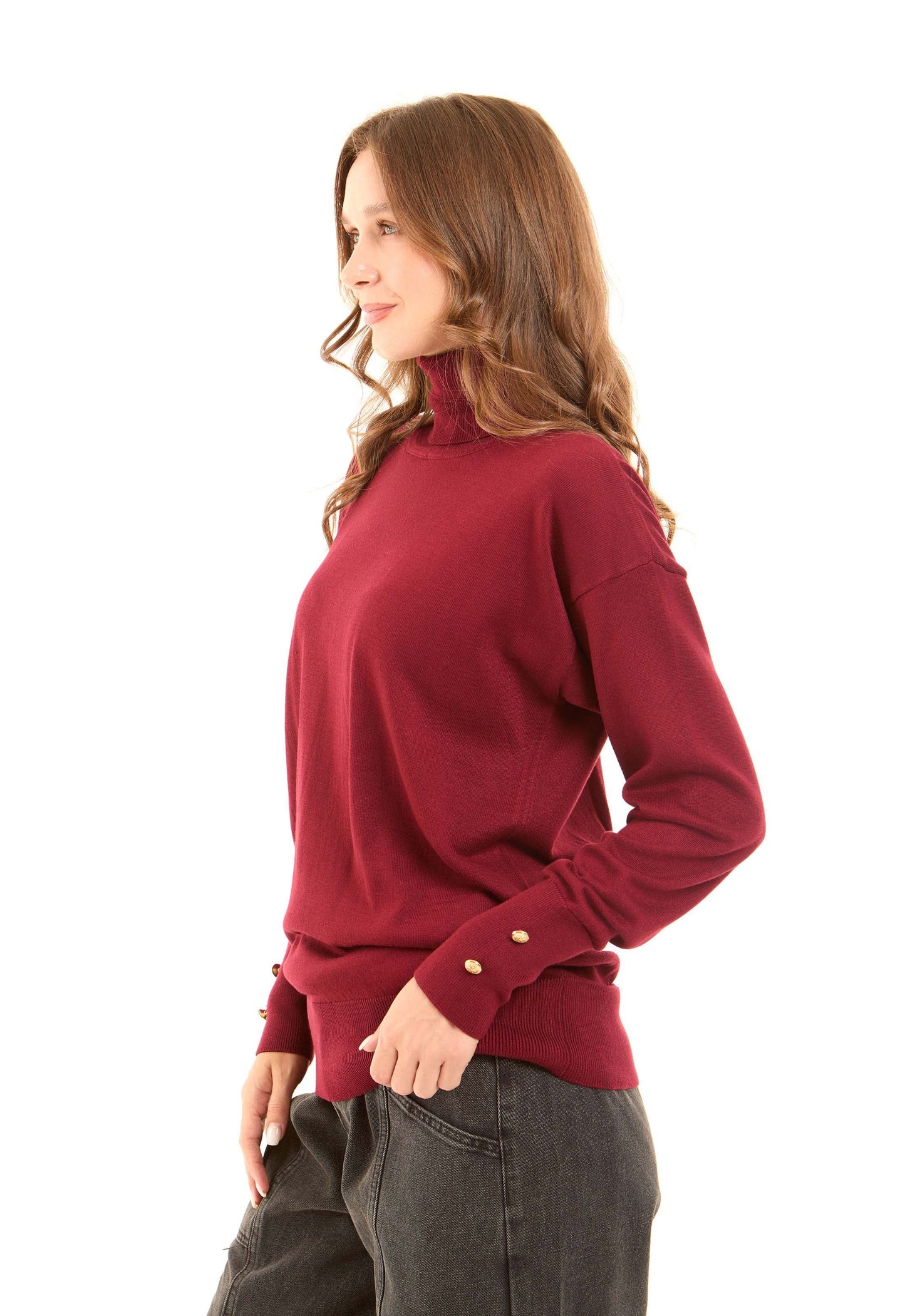 بلوفر أساسي طويل سادة بأكمام طويلة