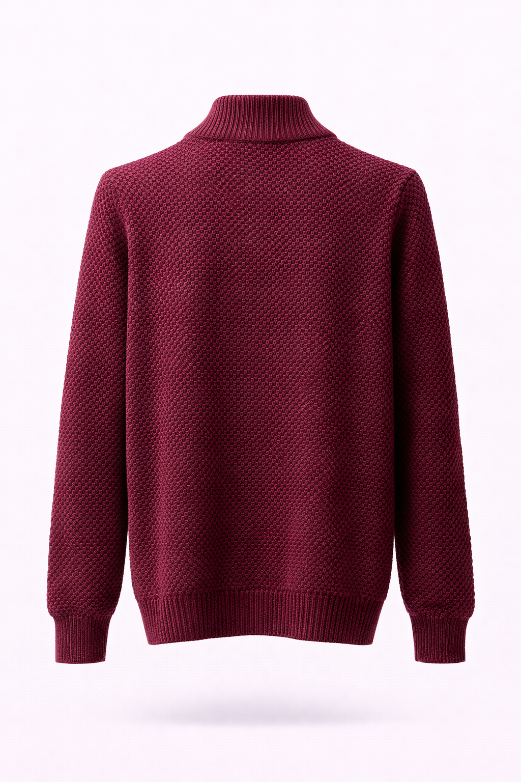 Zipped Stand Collar Knitted Winter Sweater