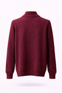Zipped Stand Collar Knitted Winter Sweater