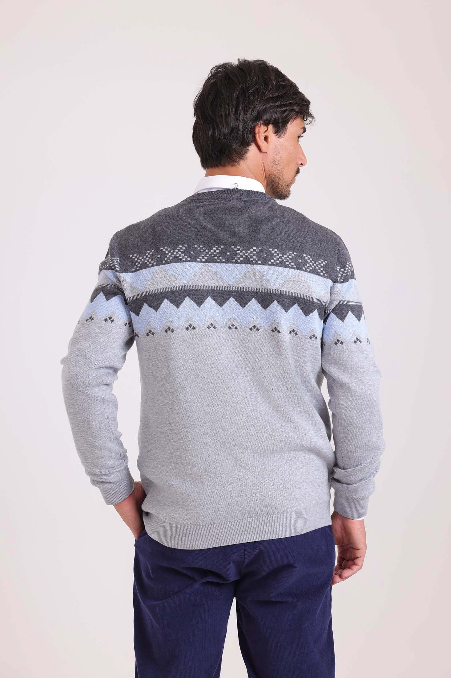 Geometric Pattern Crew Neck Elegant Pullover