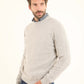 Knitted Diamond Round Neck Pullover with Flecks