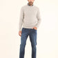 Knitted Diamond Round Neck Pullover with Flecks