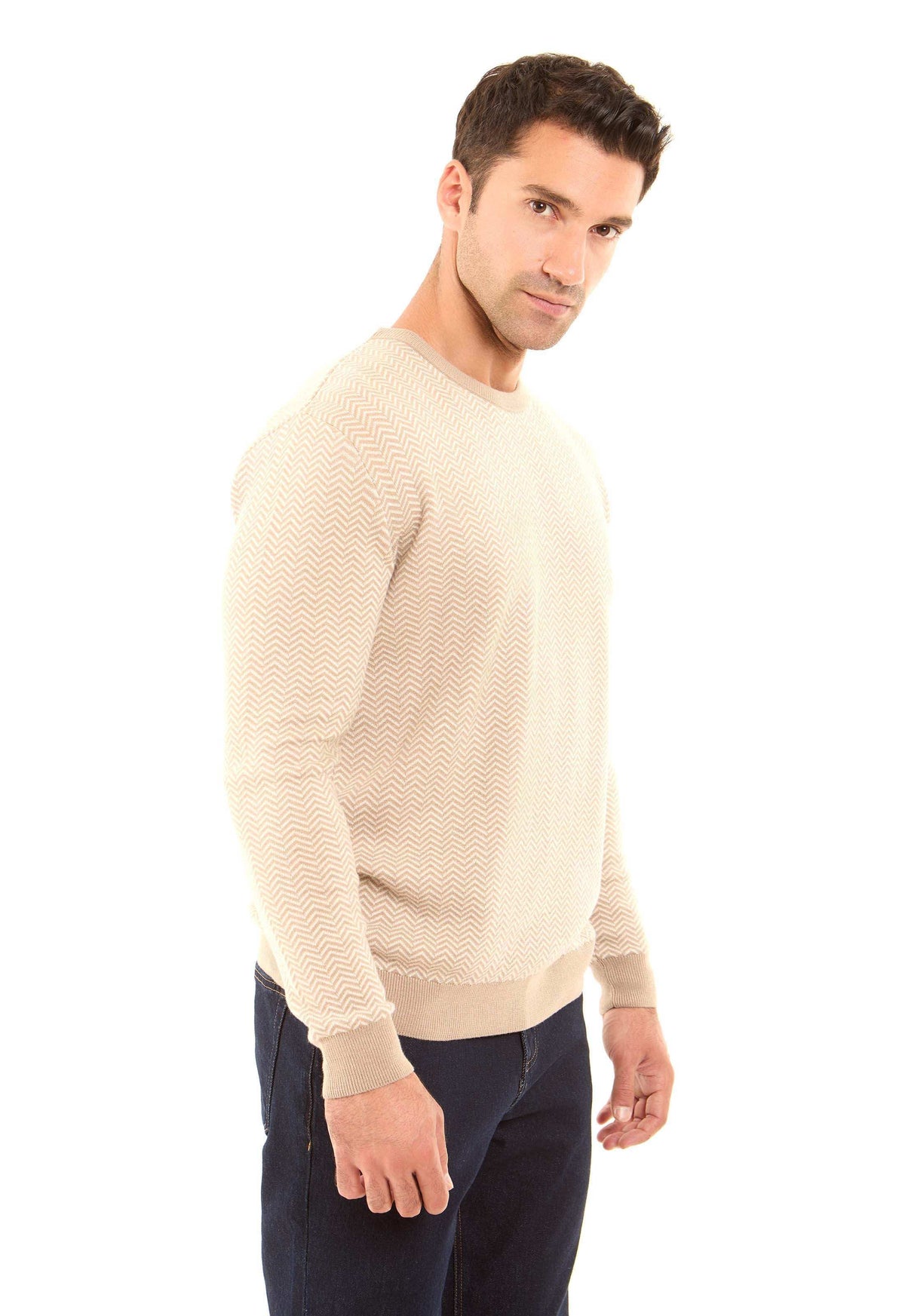 Crew Neck Chevron Slip On Pullover