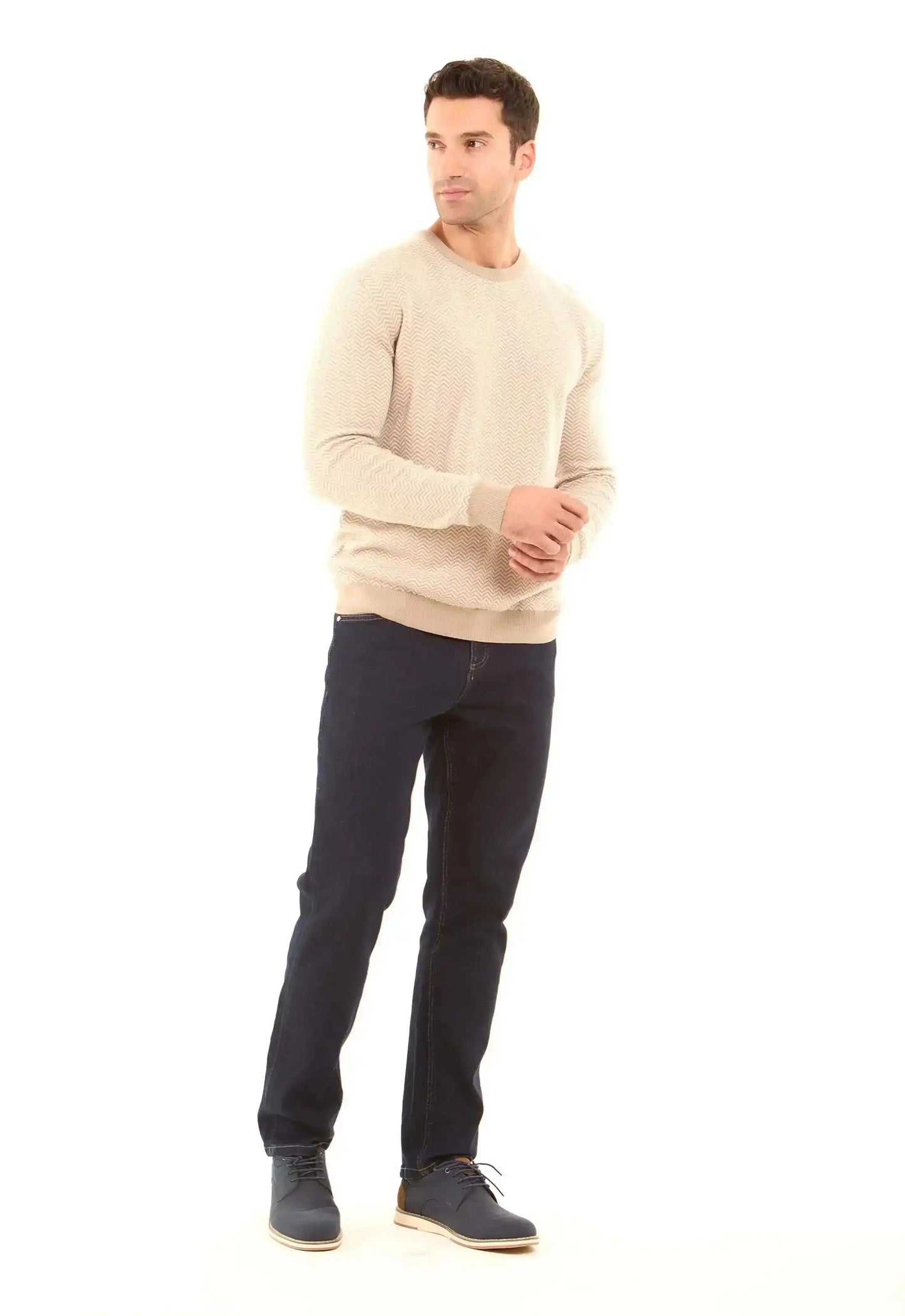 Crew Neck Chevron Slip On Pullover