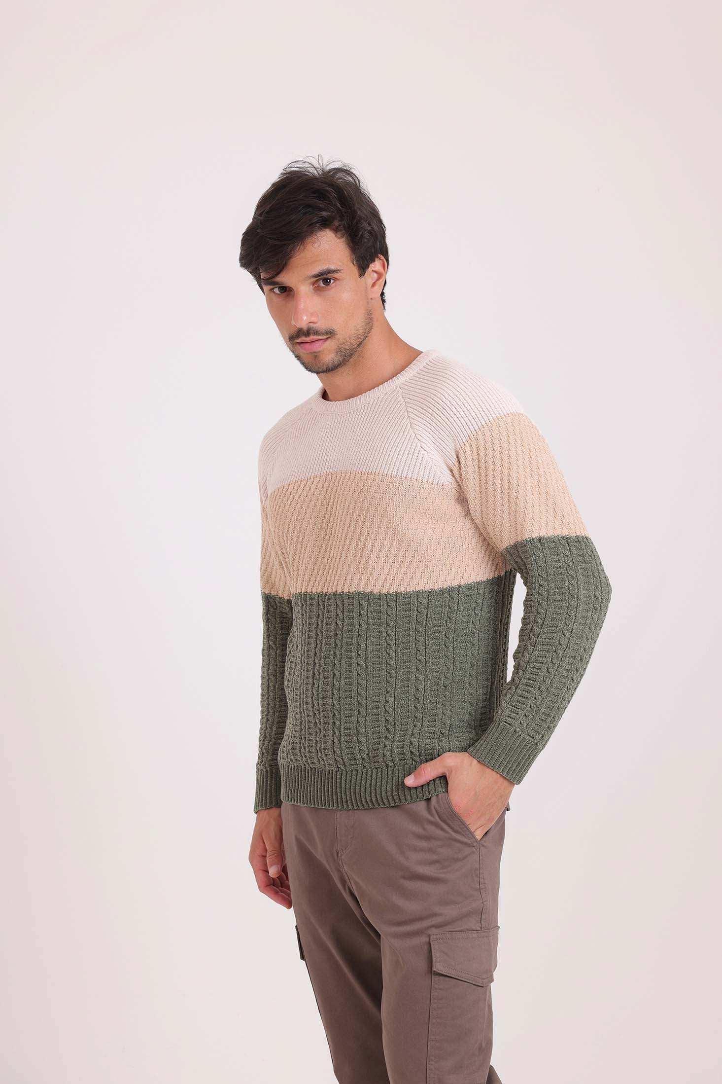 سويتر محبوك بثلاث ألوان