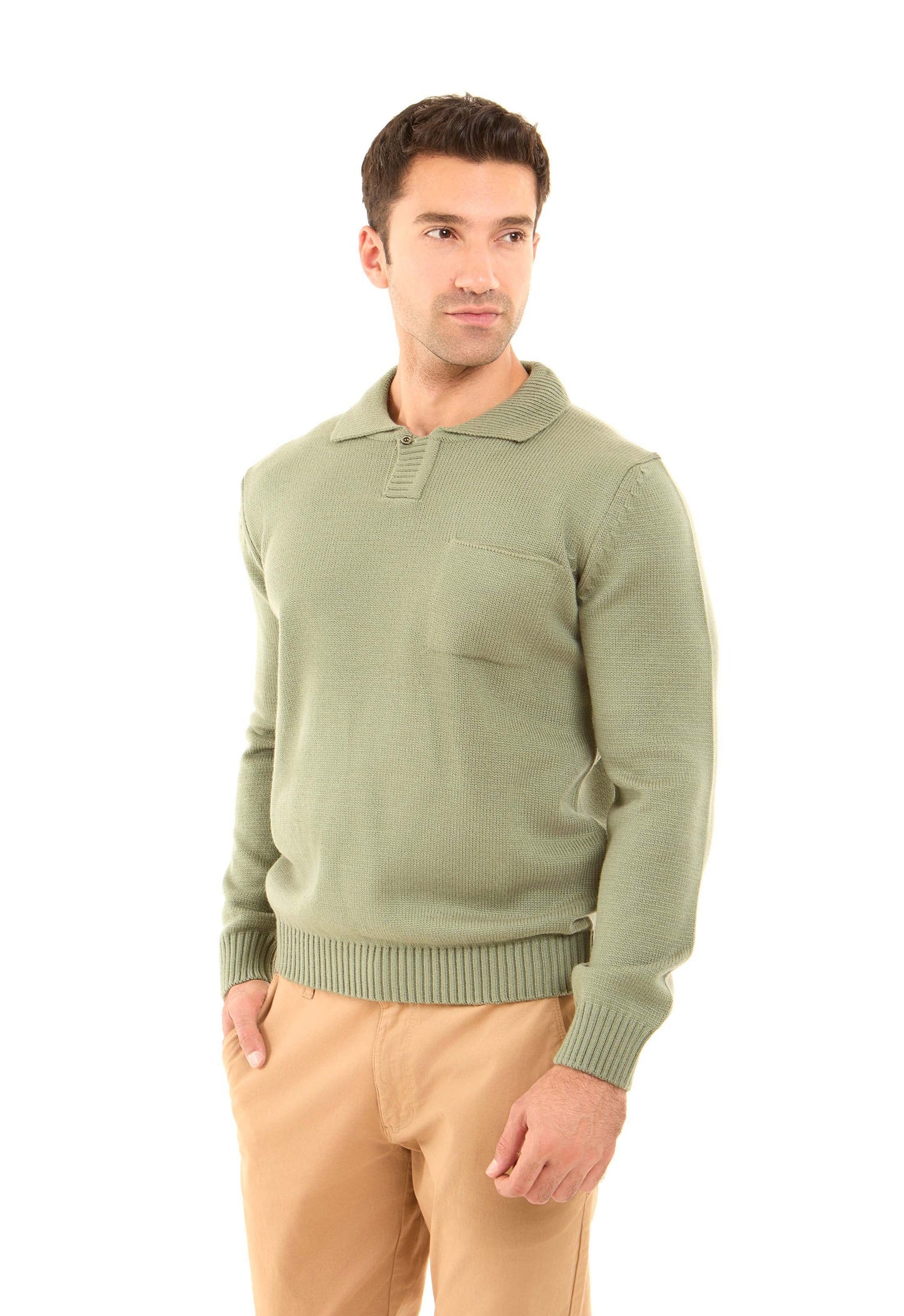 سويتر محبوك بياقة قابلة للطي سهل الارتداء