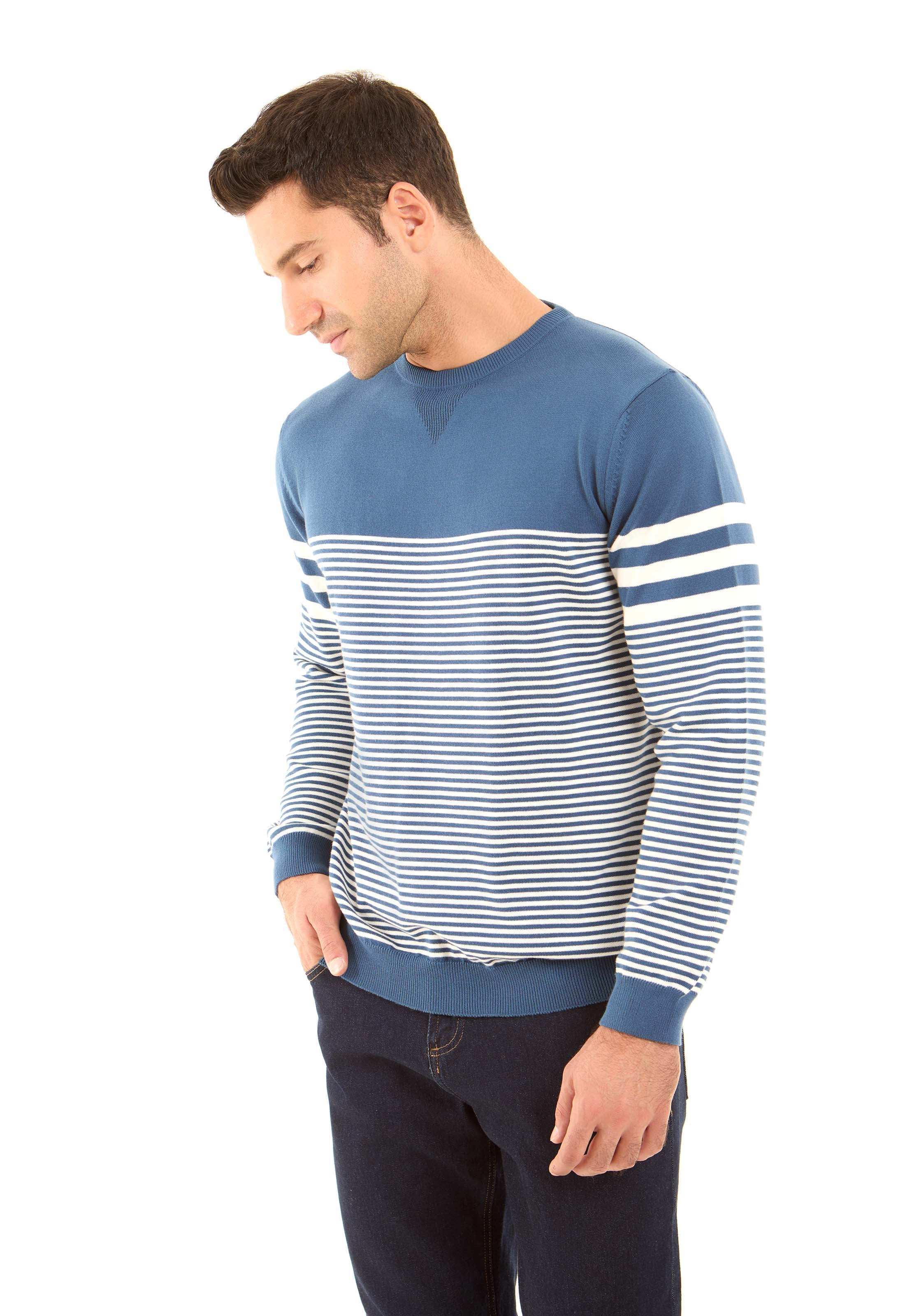 Long Sleeves Striped Pullover with Hem