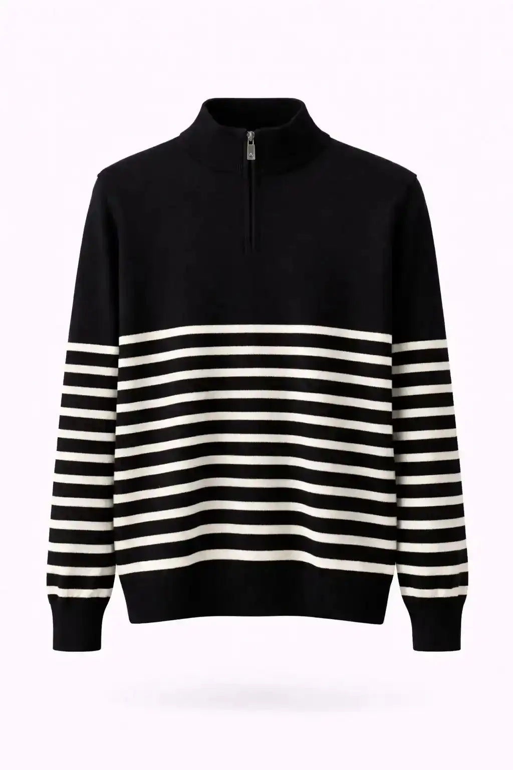 Striped Half-Zip Knit Sweater