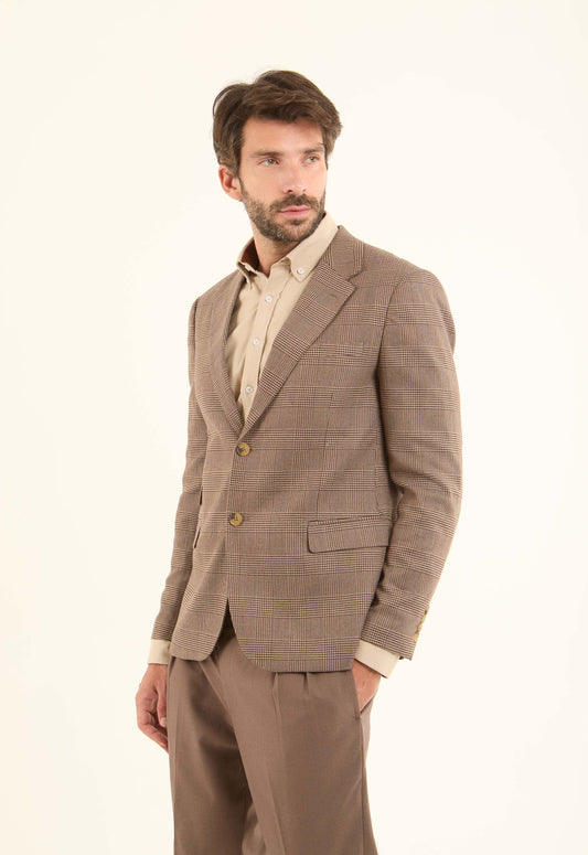 Wool-Blend Checked Tailored Blazer