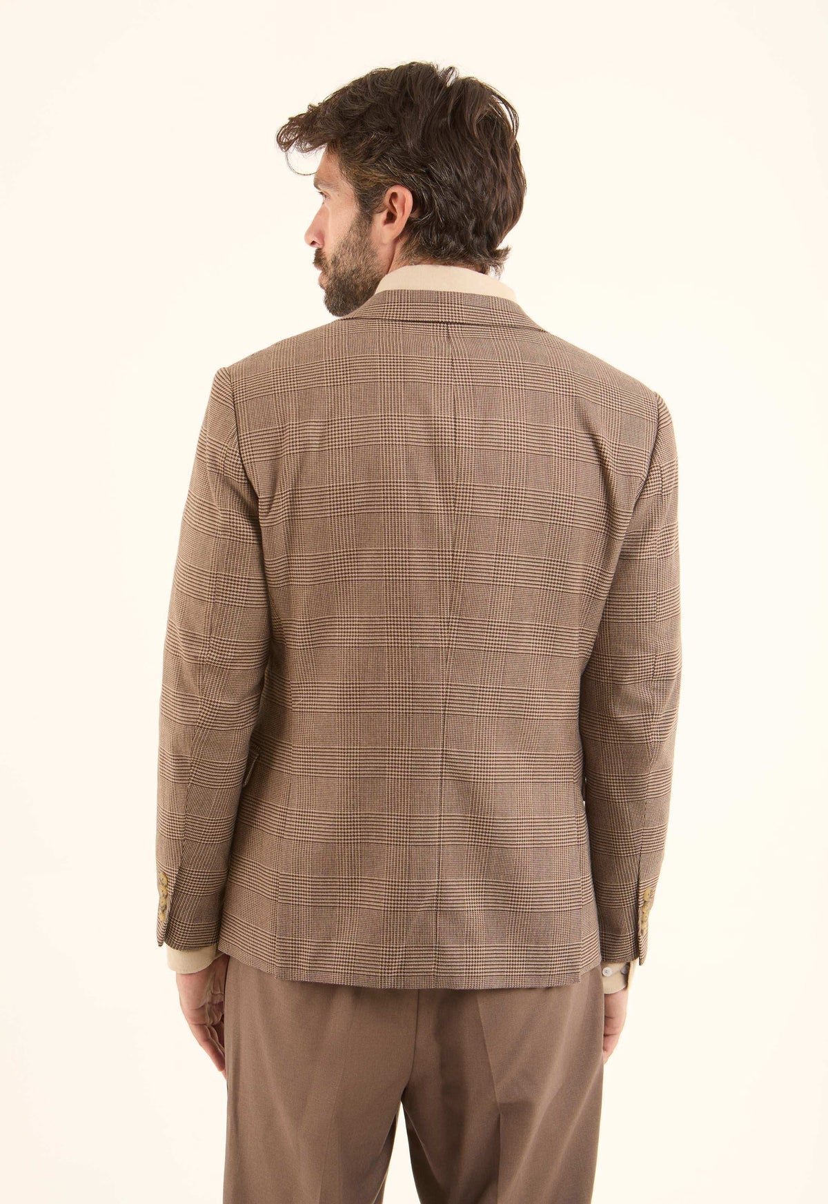 Wool-Blend Checked Tailored Blazer