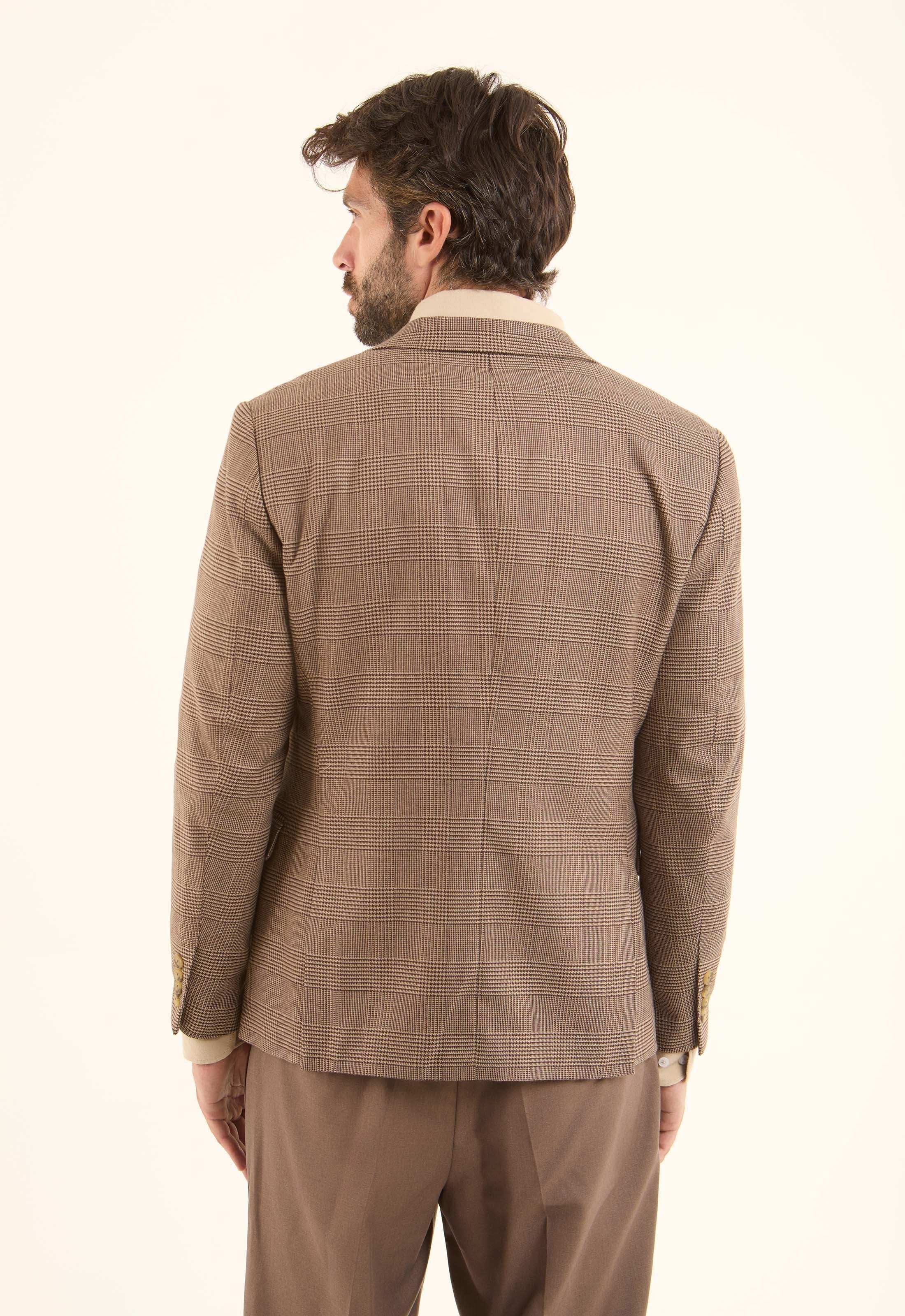 Wool-Blend Checked Tailored Blazer